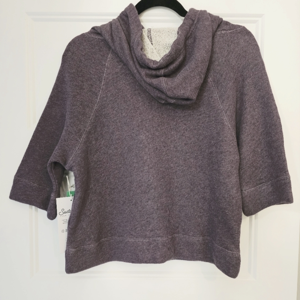 New Women's Pact Half Sleeve Purple Hoodie sz small - Picture 3 of 5